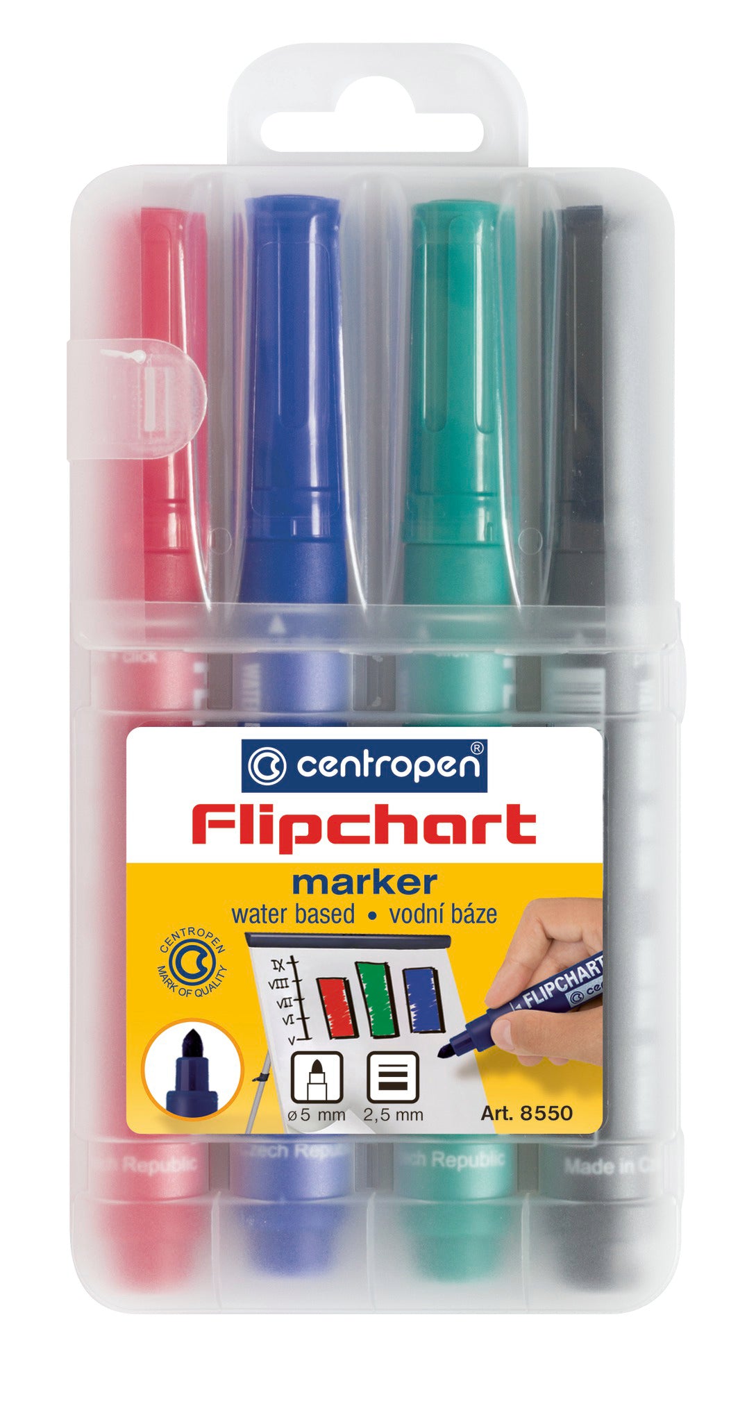 MARKER FLIPCHART 4/SET 2.5MM 8550 CENTROPEN MARKER FLIPCHART 4/SET 2.5MM 8550 CENTROPEN